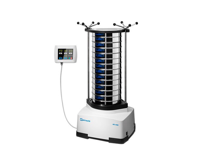 Wurfsiebmaschine AS 450 control Dreidimensional schwingende Siebmaschine für die Analyse von Sand, Baustoffen und Mineralien.