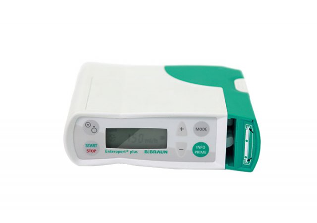 Pump for controlled tube feeding into the gastrointestinal tract  for ambulant and inpatient use.||