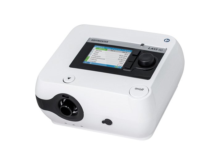 LAVI Respiratory therapy device for intermittent pressure-controlled ventilation.